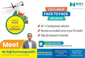MWT Study Abroad Announces Exclusive Face-to-Face Sessions in Kochi and Kottayam for +2 Students Aspiring to Build a Nursing Career in Australia